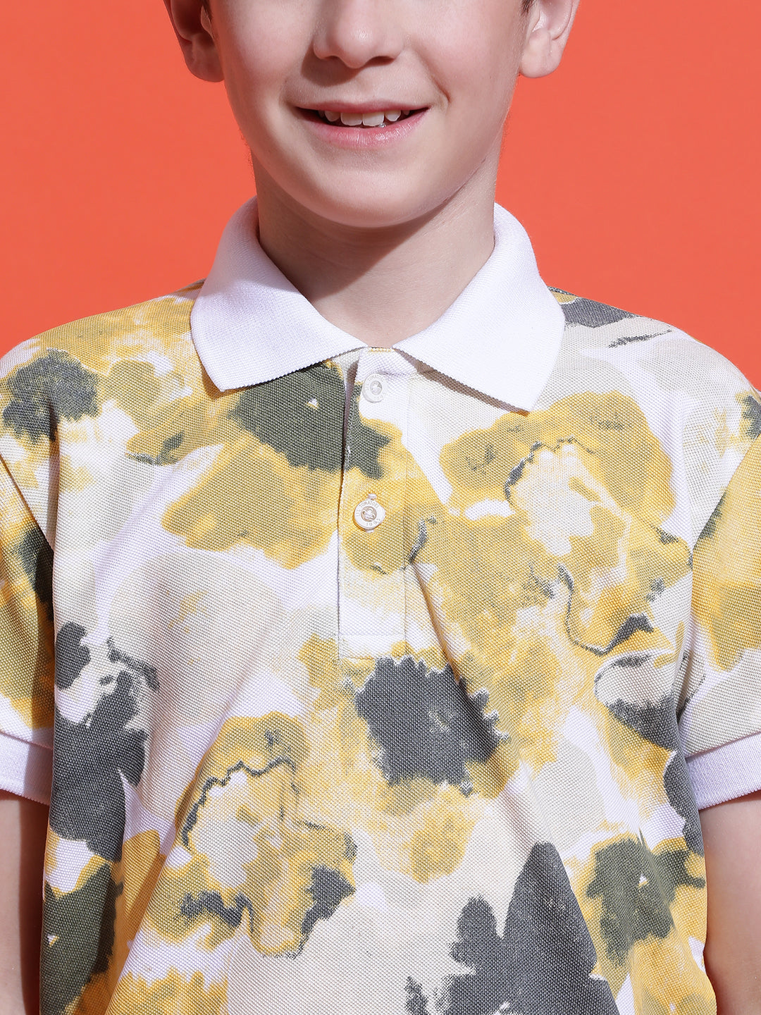 Lil Tomatoes Boys Cotton Polo T-shirt-Mustard