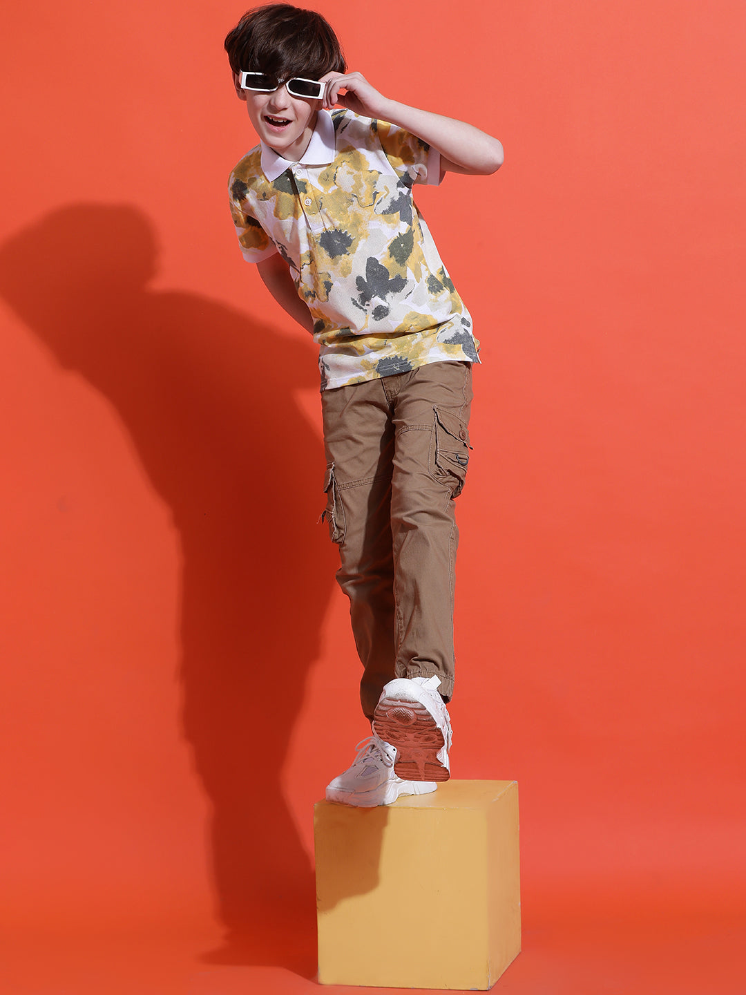 Lil Tomatoes Boys Cotton Polo T-shirt-Mustard