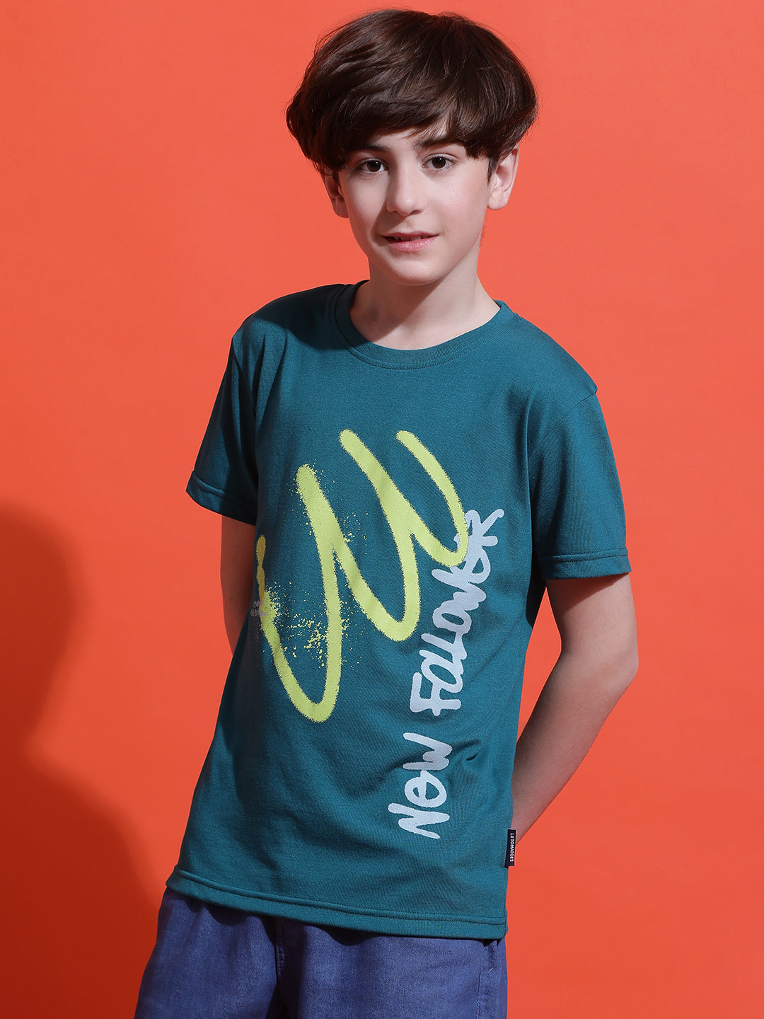 Lil Tomatoes Boys Cotton T-shirt-Teal