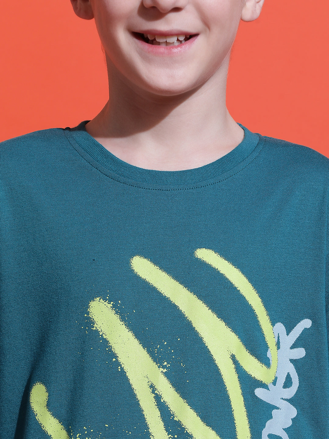 Lil Tomatoes Boys Cotton T-shirt-Teal