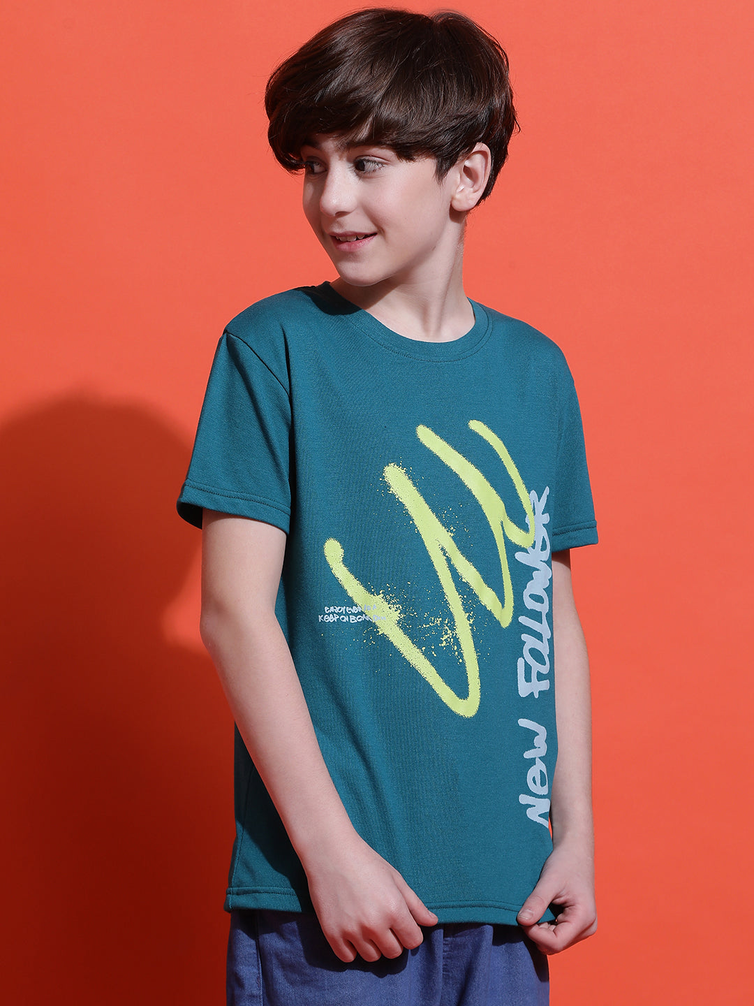 Lil Tomatoes Boys Cotton T-shirt-Teal