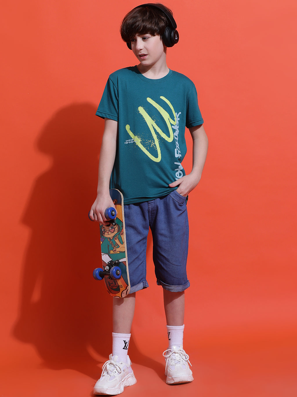 Lil Tomatoes Boys Cotton T-shirt-Teal