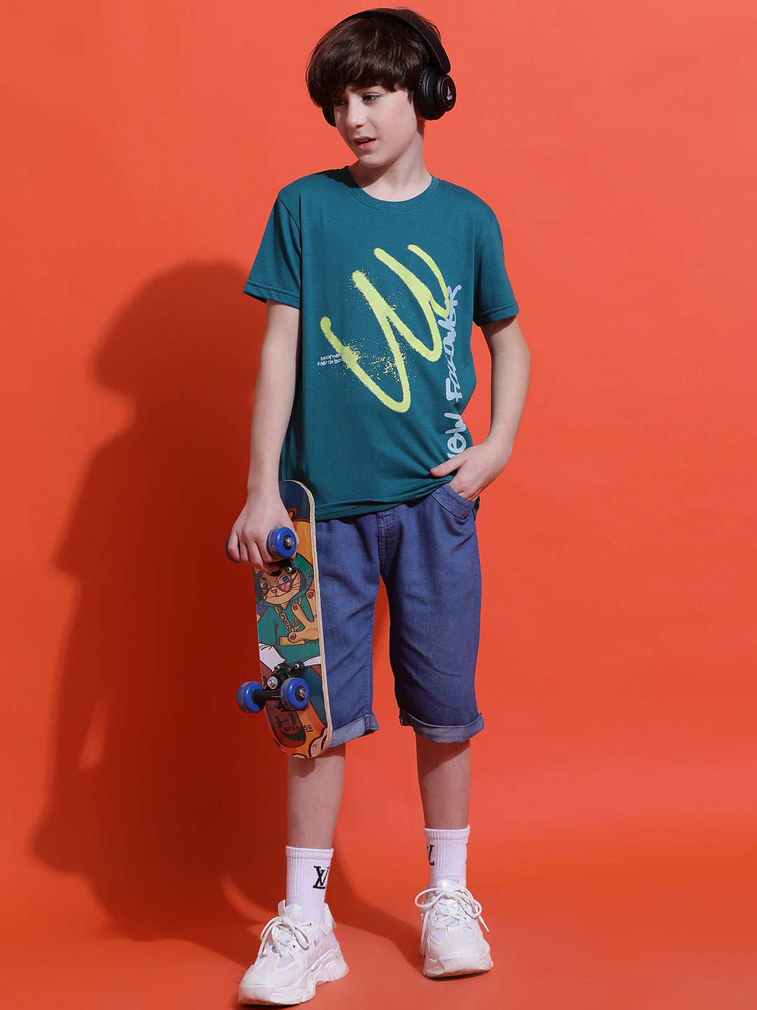 Lil Tomatoes Boys Cotton T-shirt-Teal