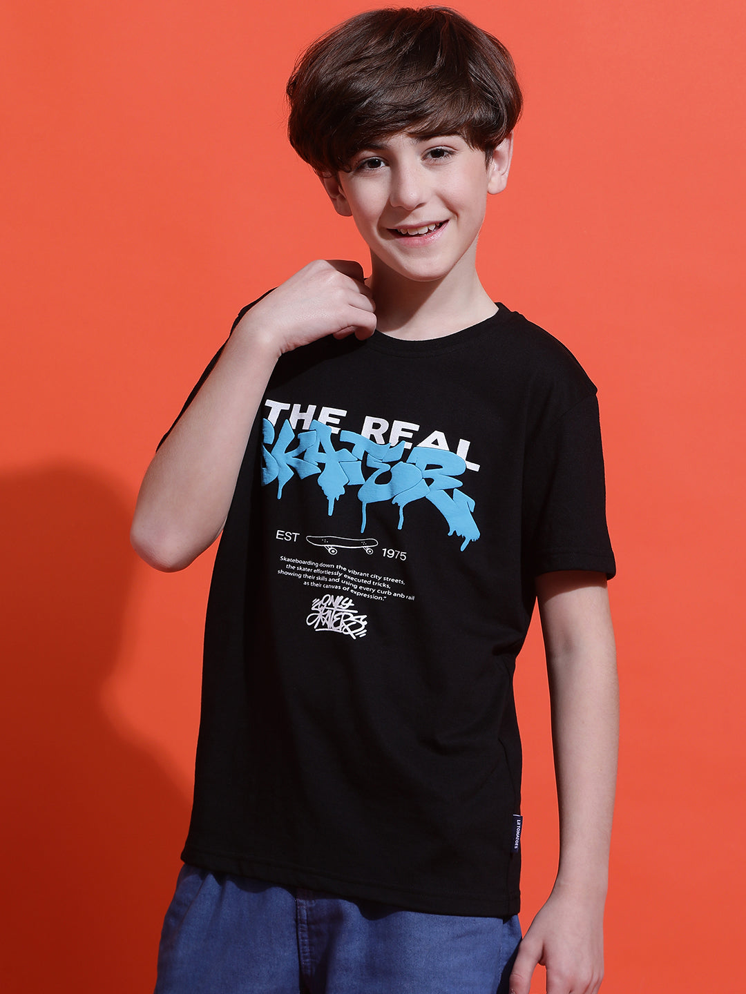 Lil Tomatoes Boys Cotton T-shirt-Black