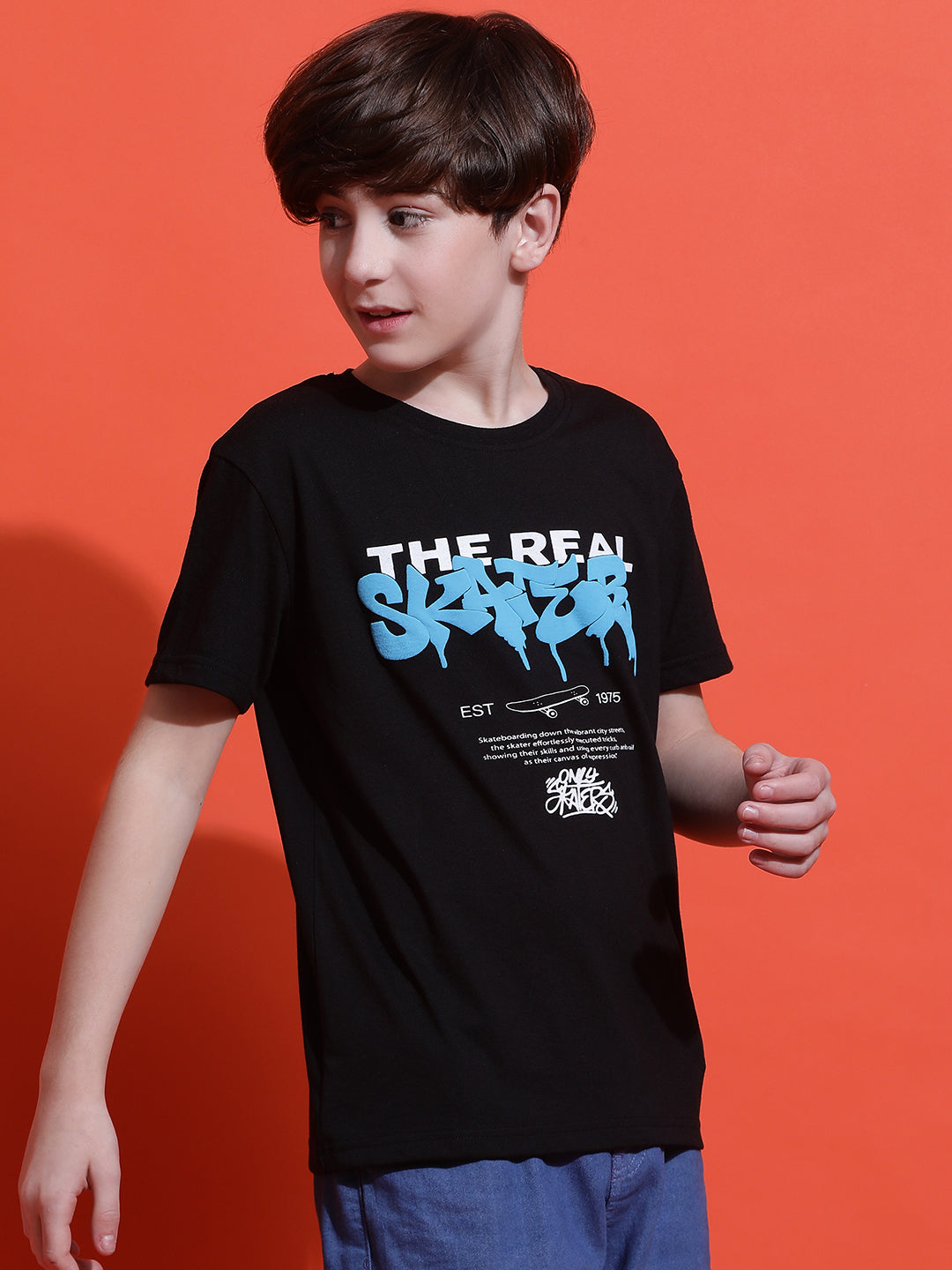Lil Tomatoes Boys Cotton T-shirt-Black