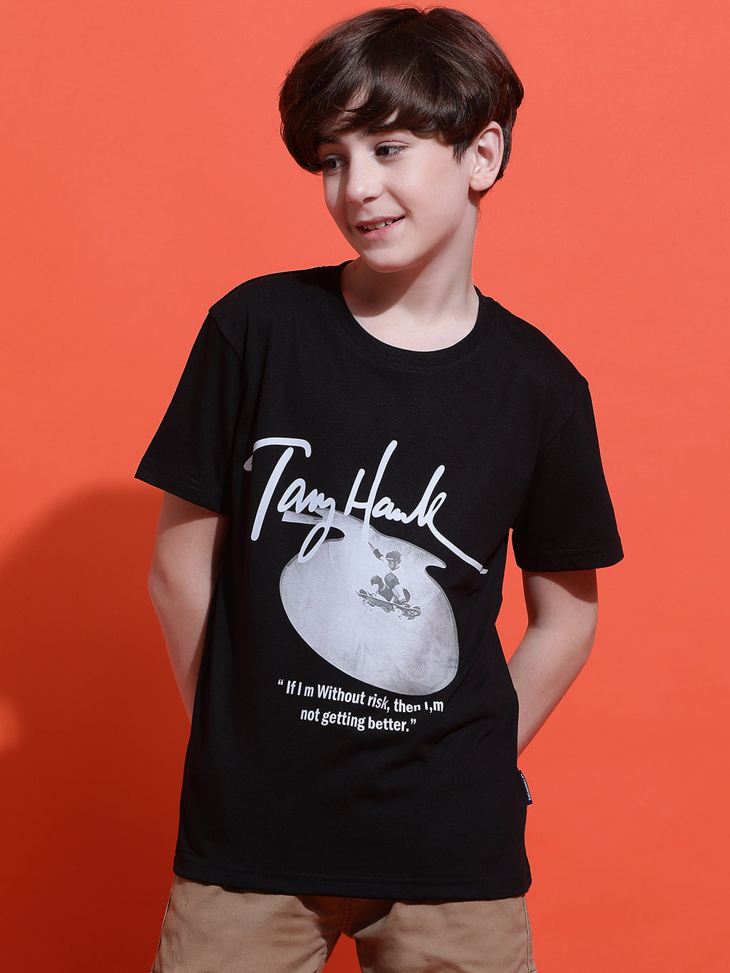 Lil Tomatoes Boys Cotton T-shirt-Black