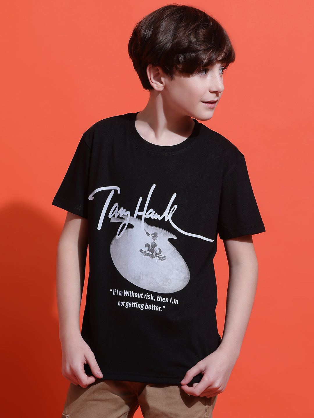 Lil Tomatoes Boys Cotton T-shirt-Black
