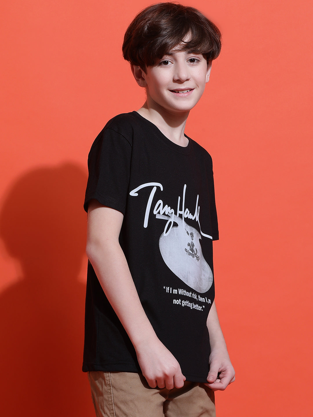 Lil Tomatoes Boys Cotton T-shirt-Black