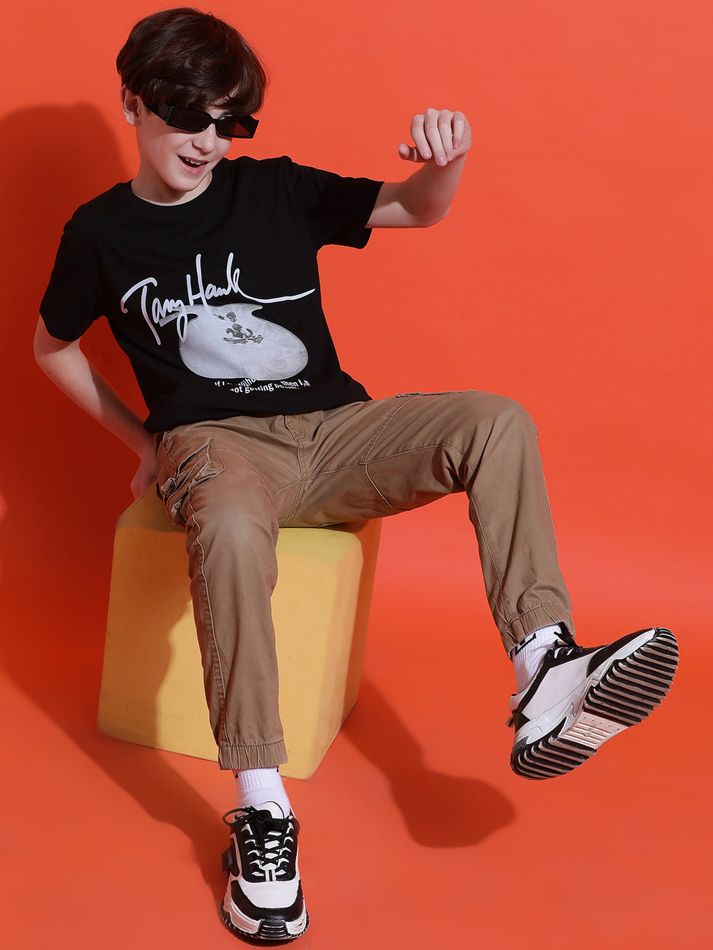 Lil Tomatoes Boys Cotton T-shirt-Black
