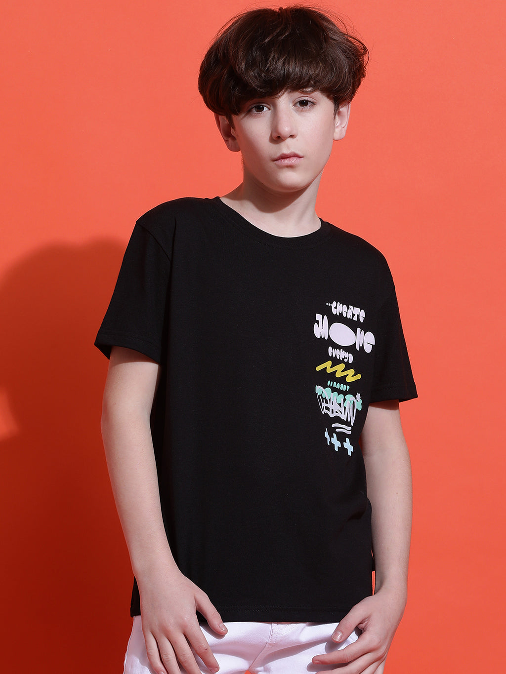 Lil Tomatoes Boys Cotton T-shirt-Black