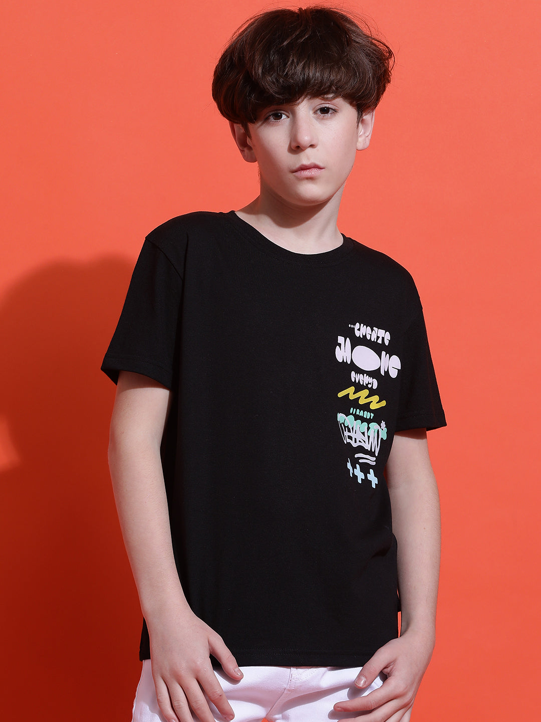 Lil Tomatoes Boys Cotton T-shirt-Black