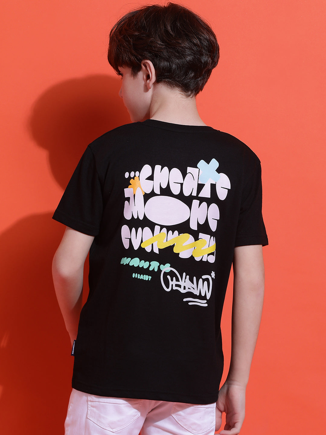 Lil Tomatoes Boys Cotton T-shirt-Black