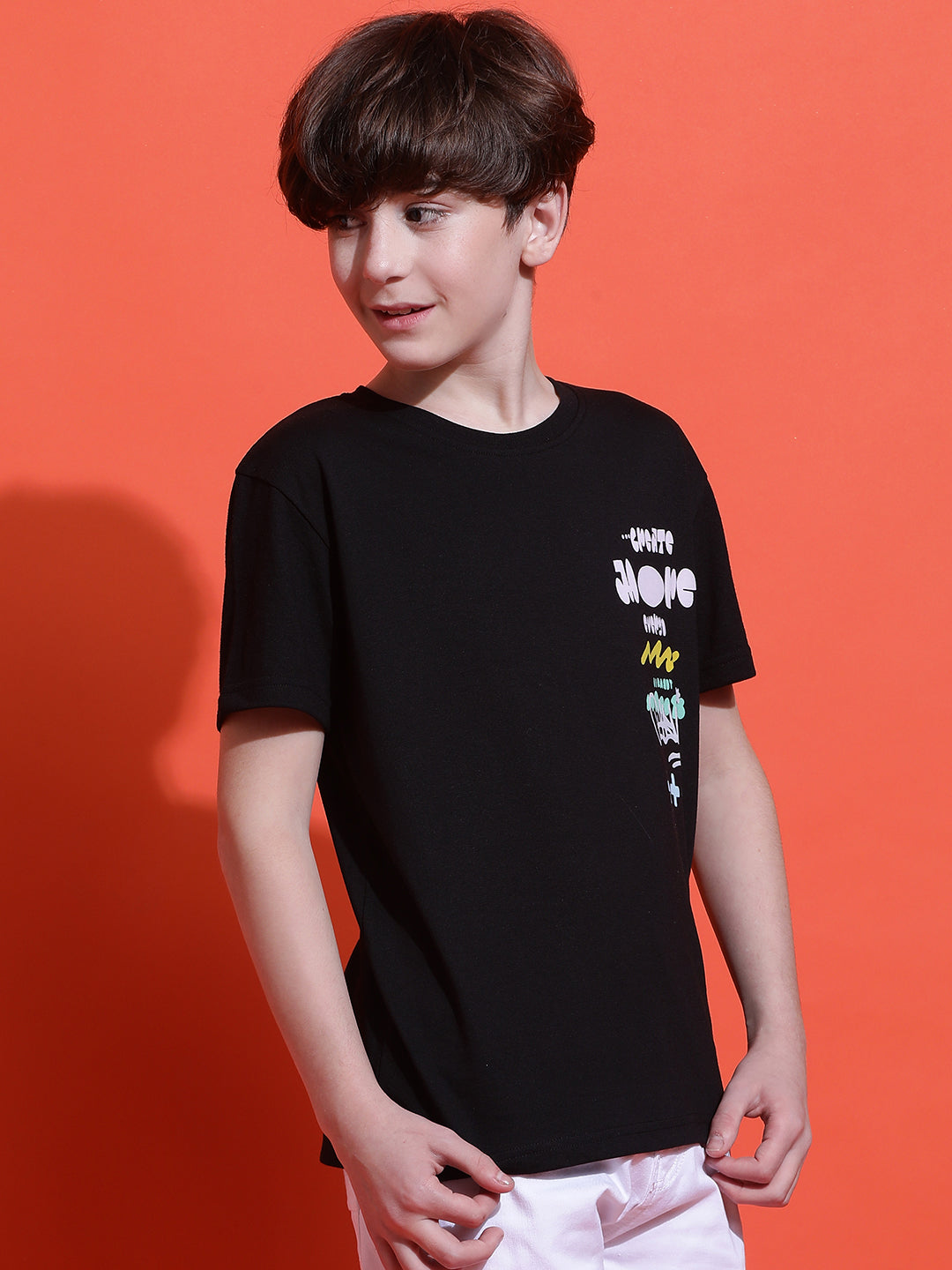 Lil Tomatoes Boys Cotton T-shirt-Black