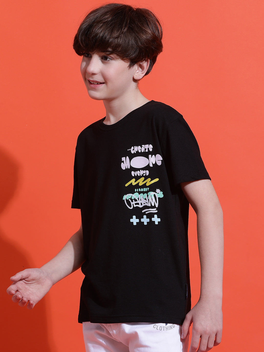 Lil Tomatoes Boys Cotton T-shirt-Black