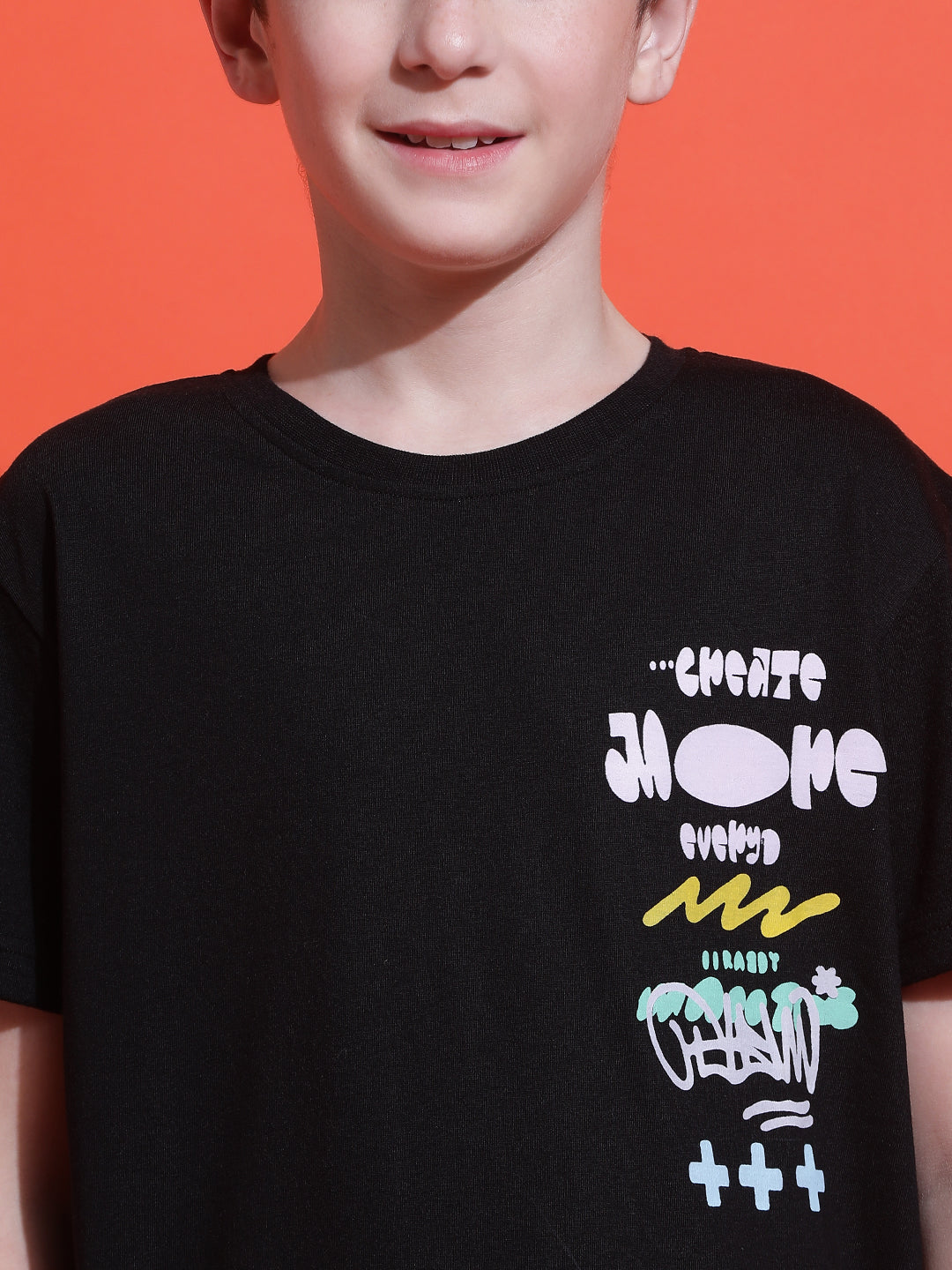 Lil Tomatoes Boys Cotton T-shirt-Black
