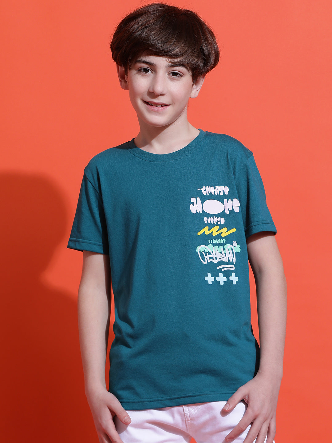 Lil Tomatoes Boys Cotton T-shirt-Teal