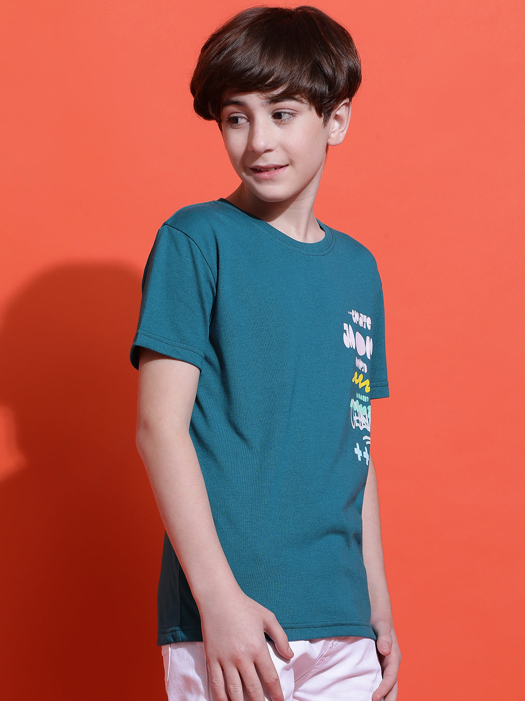 Lil Tomatoes Boys Cotton T-shirt-Teal
