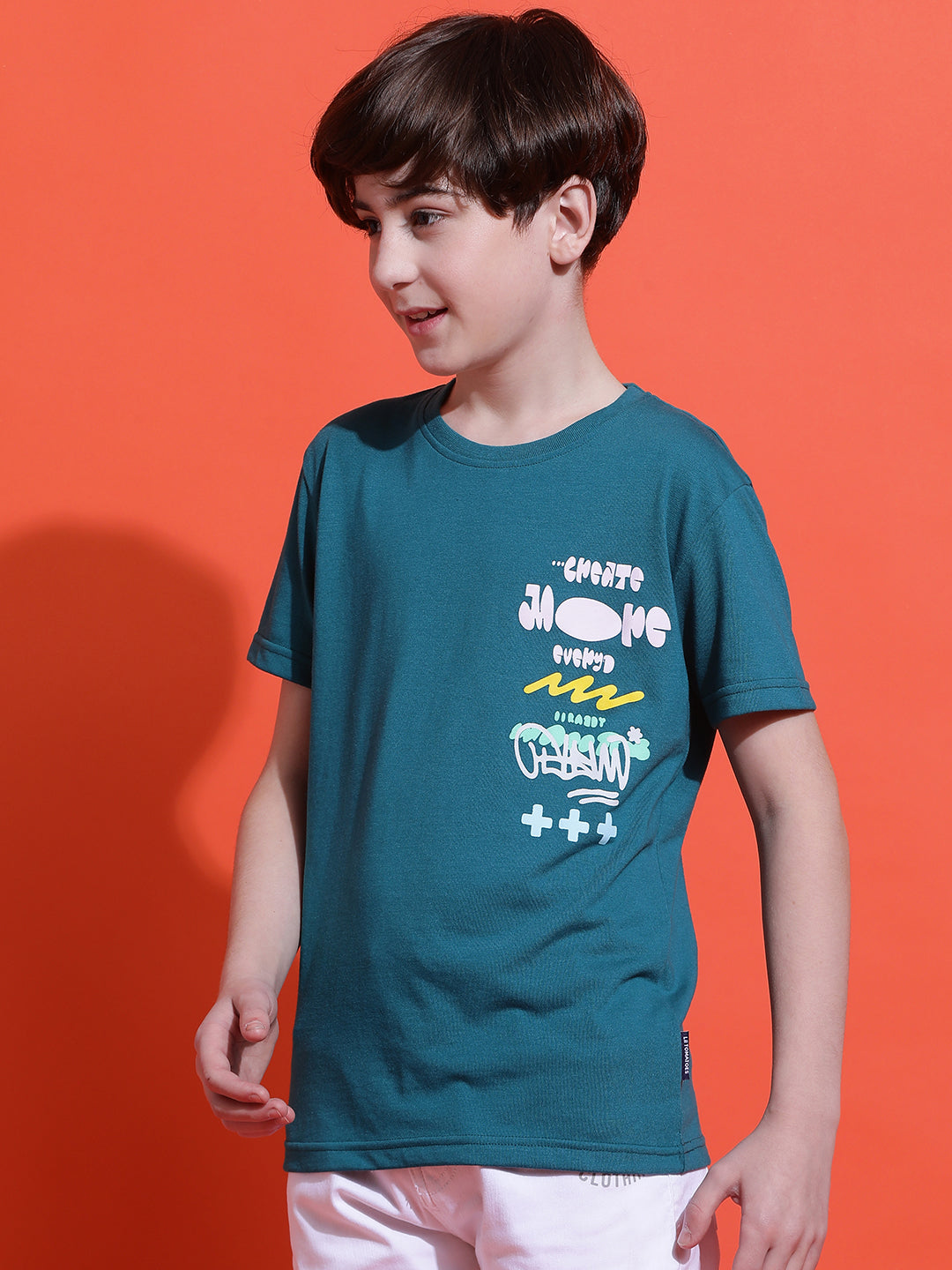 Lil Tomatoes Boys Cotton T-shirt-Teal