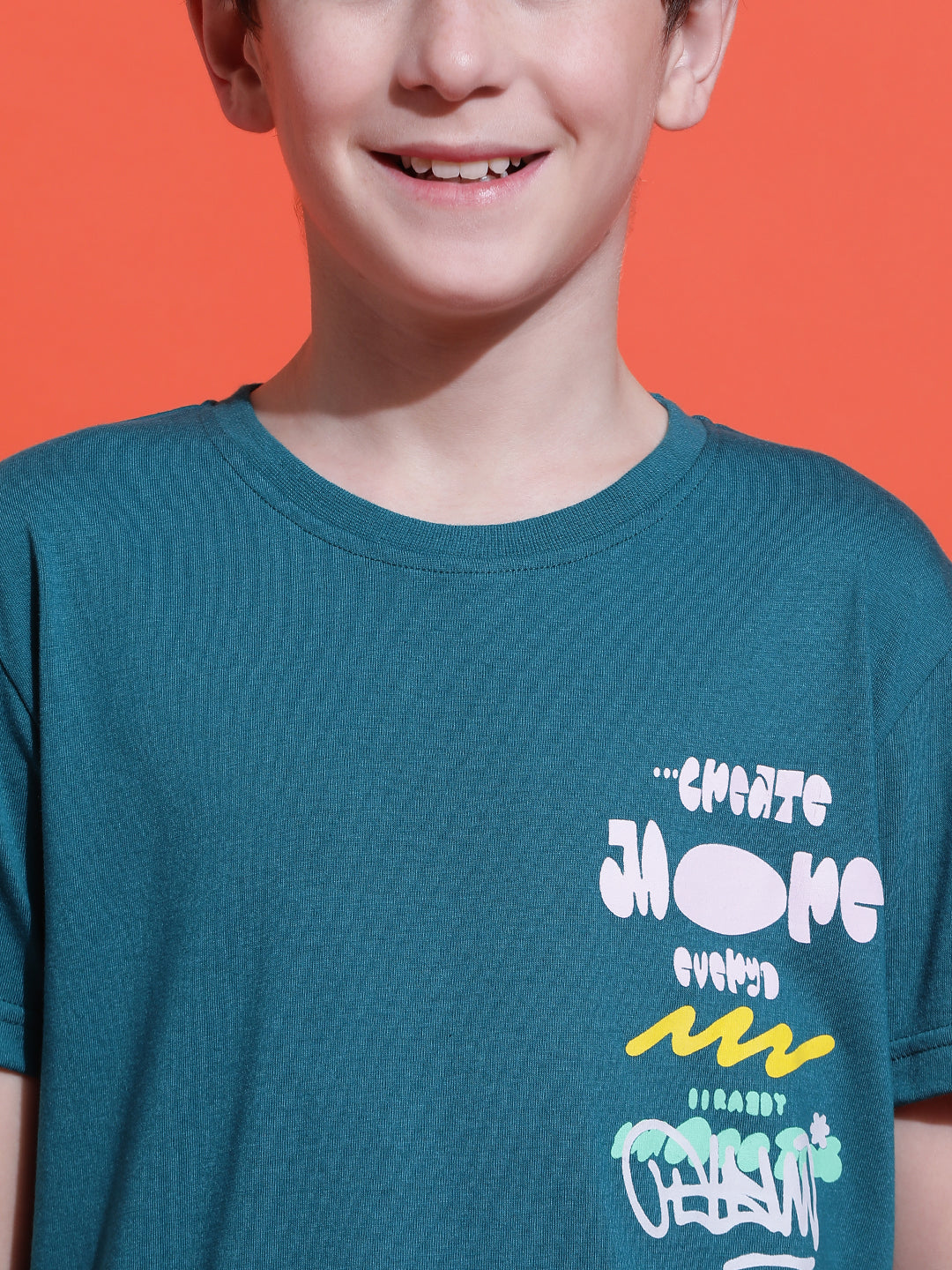 Lil Tomatoes Boys Cotton T-shirt-Teal
