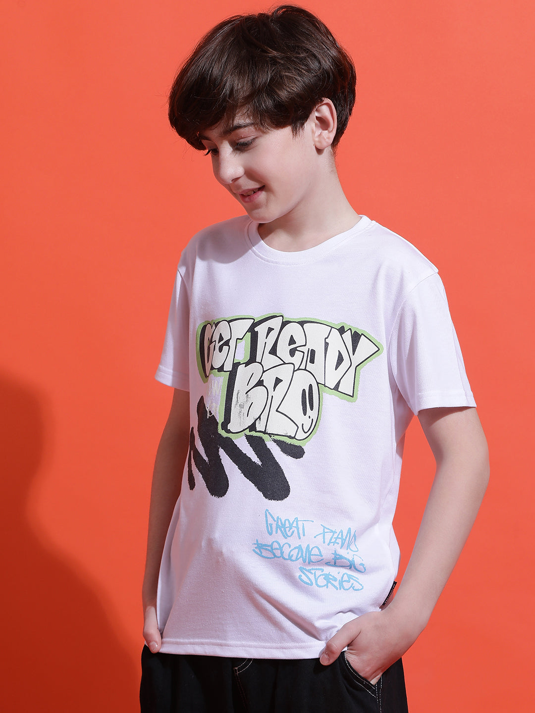 Lil Tomatoes Boys Cotton T-shirt-White