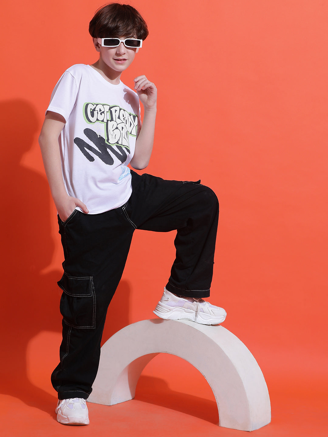 Lil Tomatoes Boys Cotton T-shirt-White