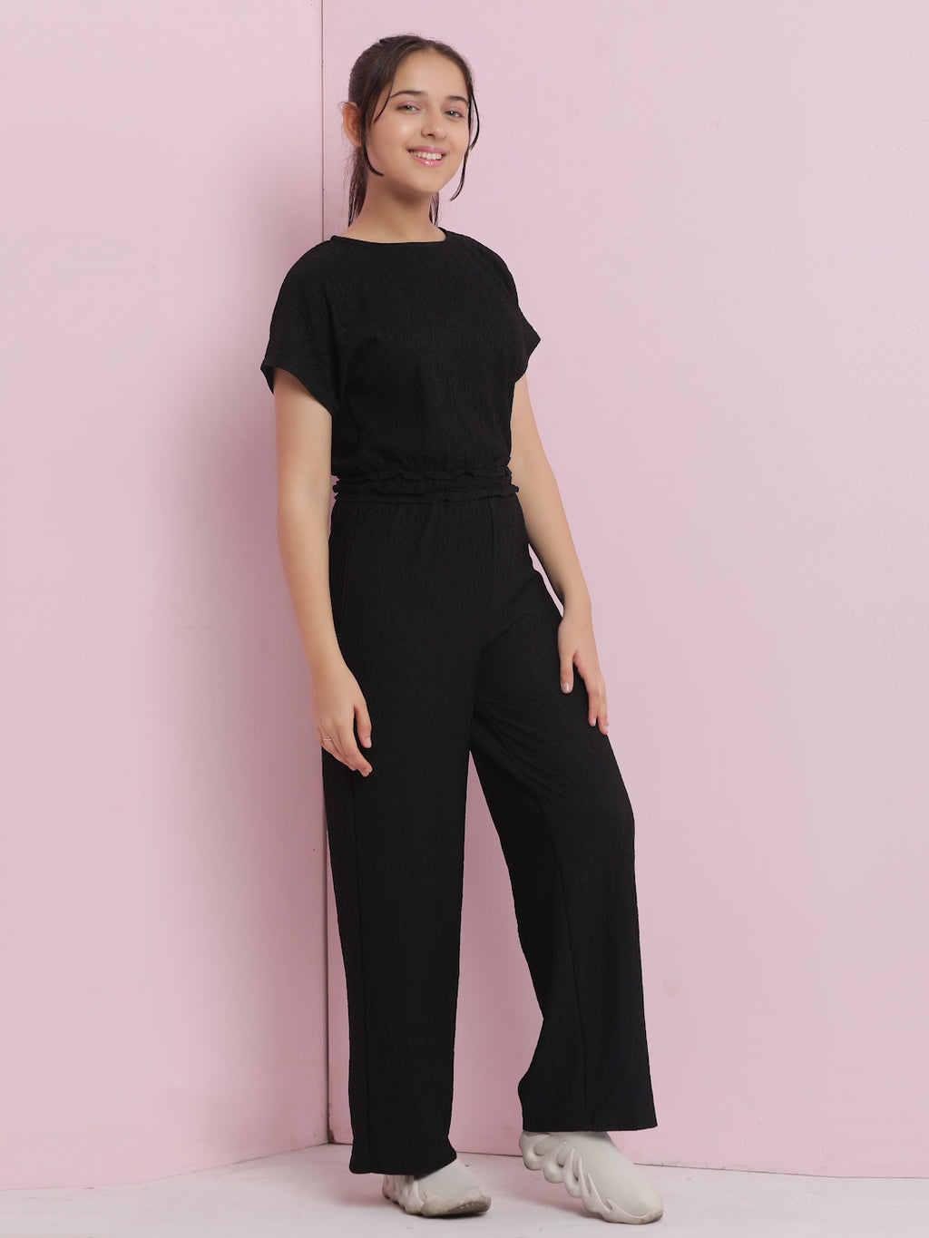 Lil Tomatoes Girls Cotton Jumpsuit-Black