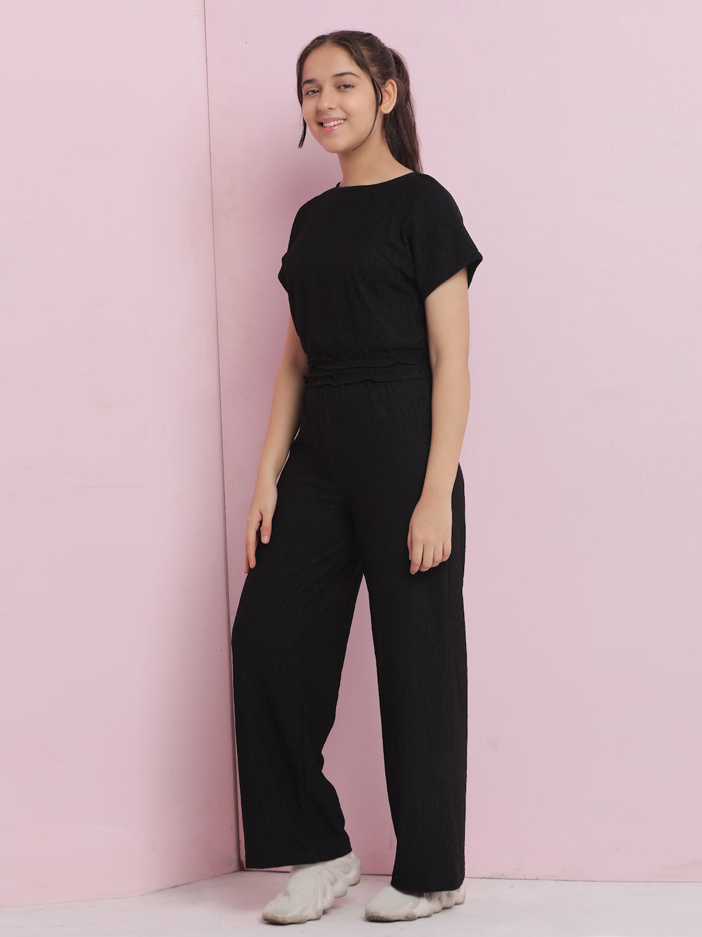 Lil Tomatoes Girls Cotton Jumpsuit-Black
