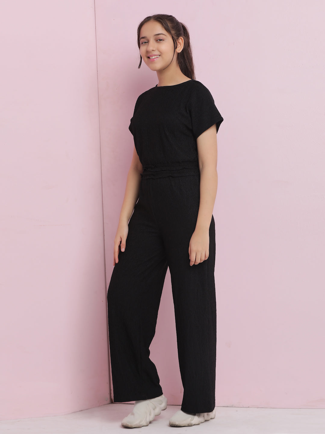 Lil Tomatoes Girls Cotton Jumpsuit-Black