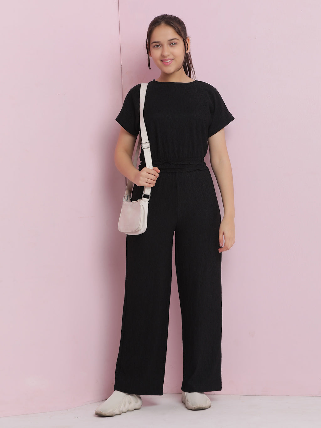 Lil Tomatoes Girls Cotton Jumpsuit-Black