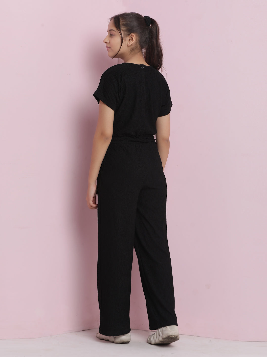 Lil Tomatoes Girls Cotton Jumpsuit-Black