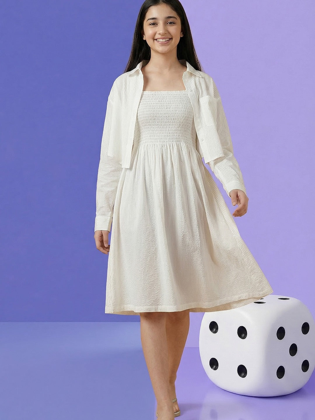 Lil Tomatoes Girls Cotton Woven Shirt Dress