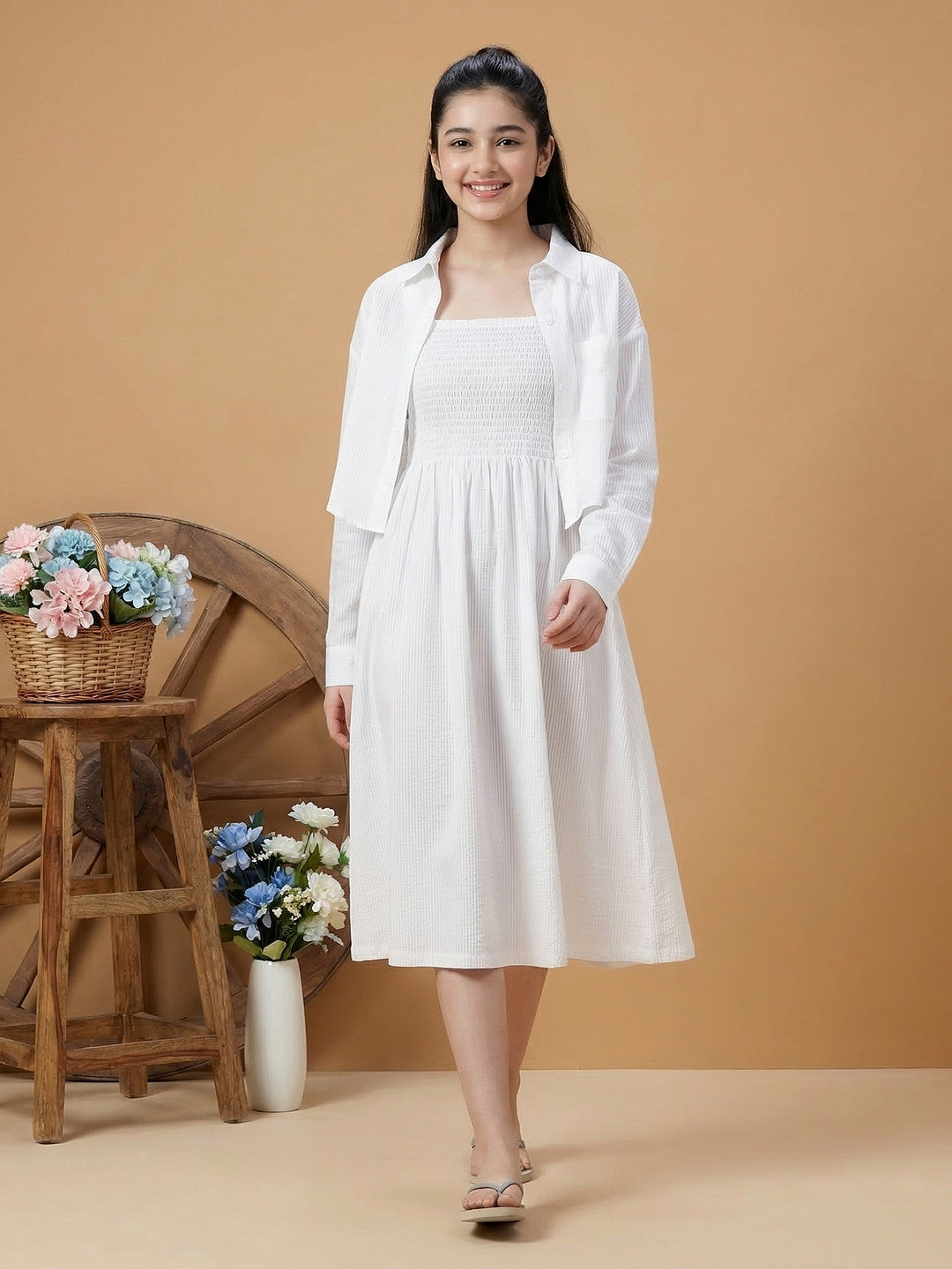 Lil Tomatoes Girls Cotton Woven Shirt Dress