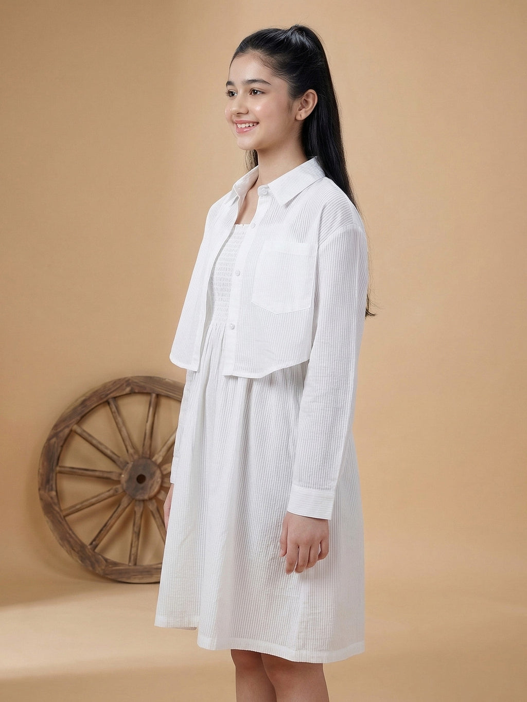 Lil Tomatoes Girls Cotton Woven Shirt Dress