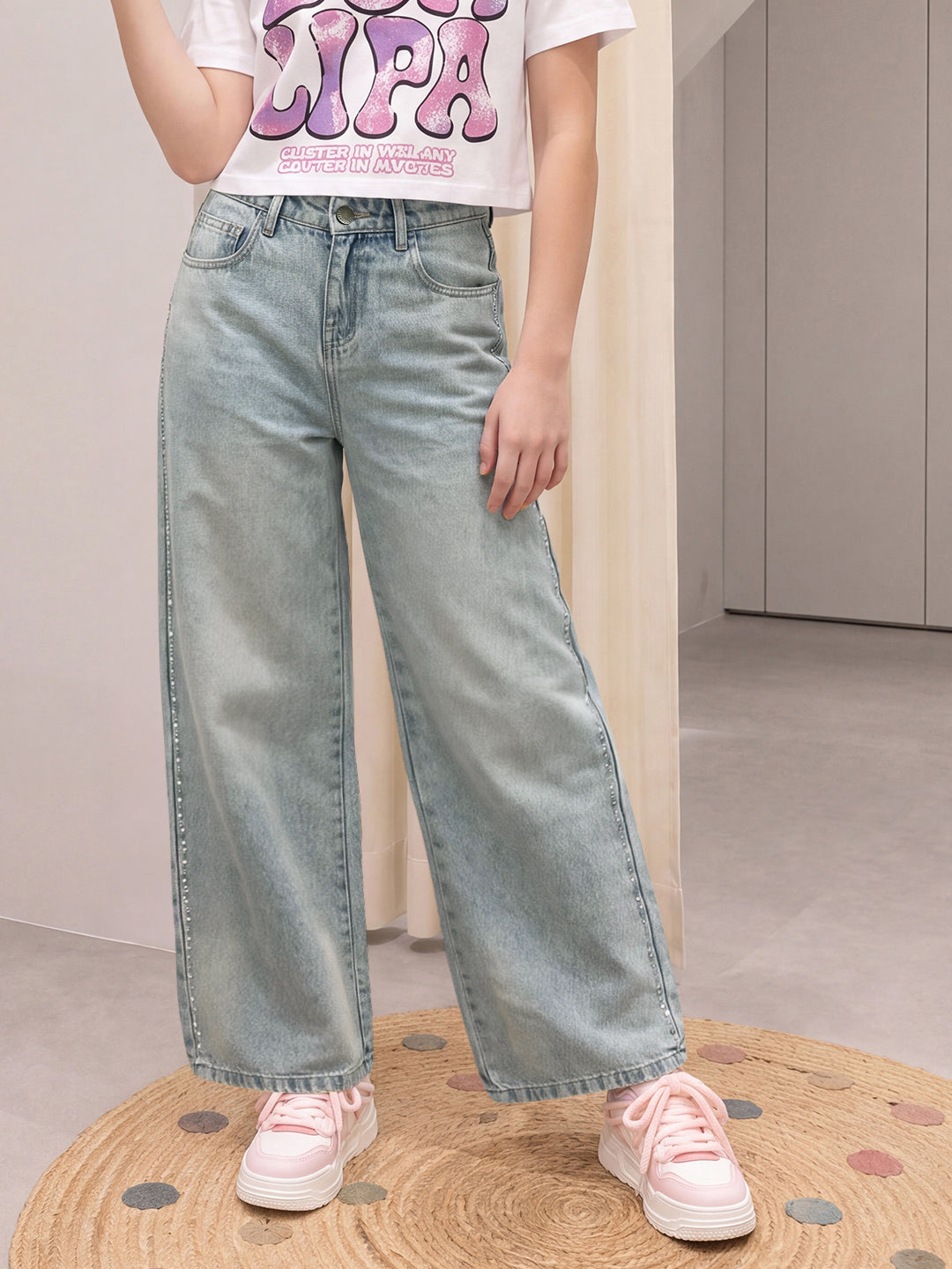 Lil Tomatoes Girls Wide Leg Denim Jeans