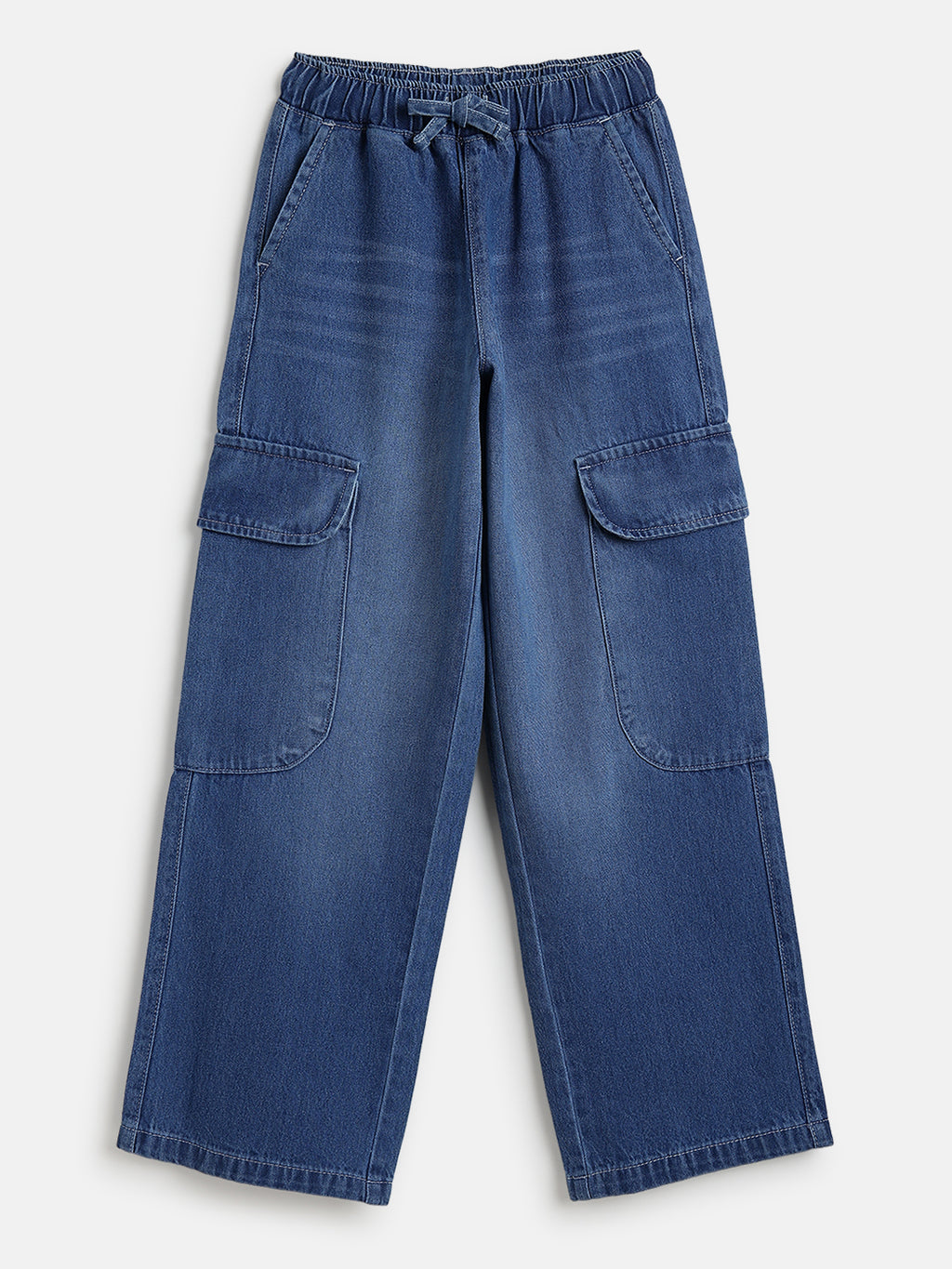 Lil Tomatoes Girls Wide Leg Cargo Denim Jeans