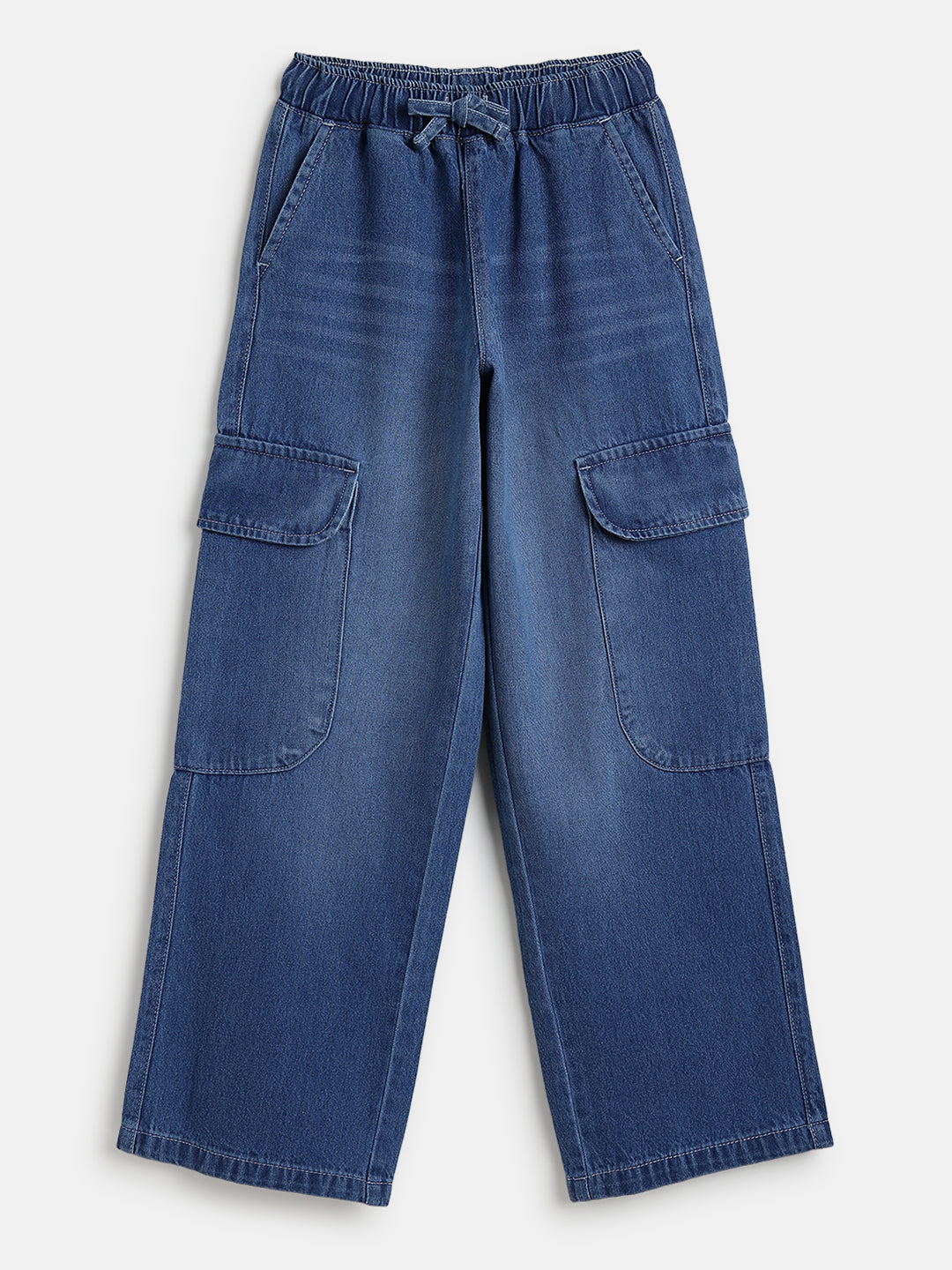 Lil Tomatoes Girls Wide Leg Cargo Denim Jeans