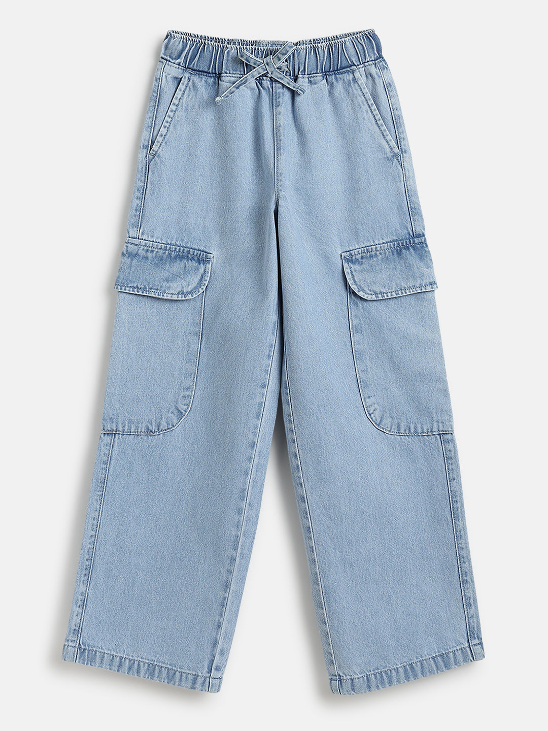 Lil Tomatoes Girls Wide Leg Cargo Denim Jeans