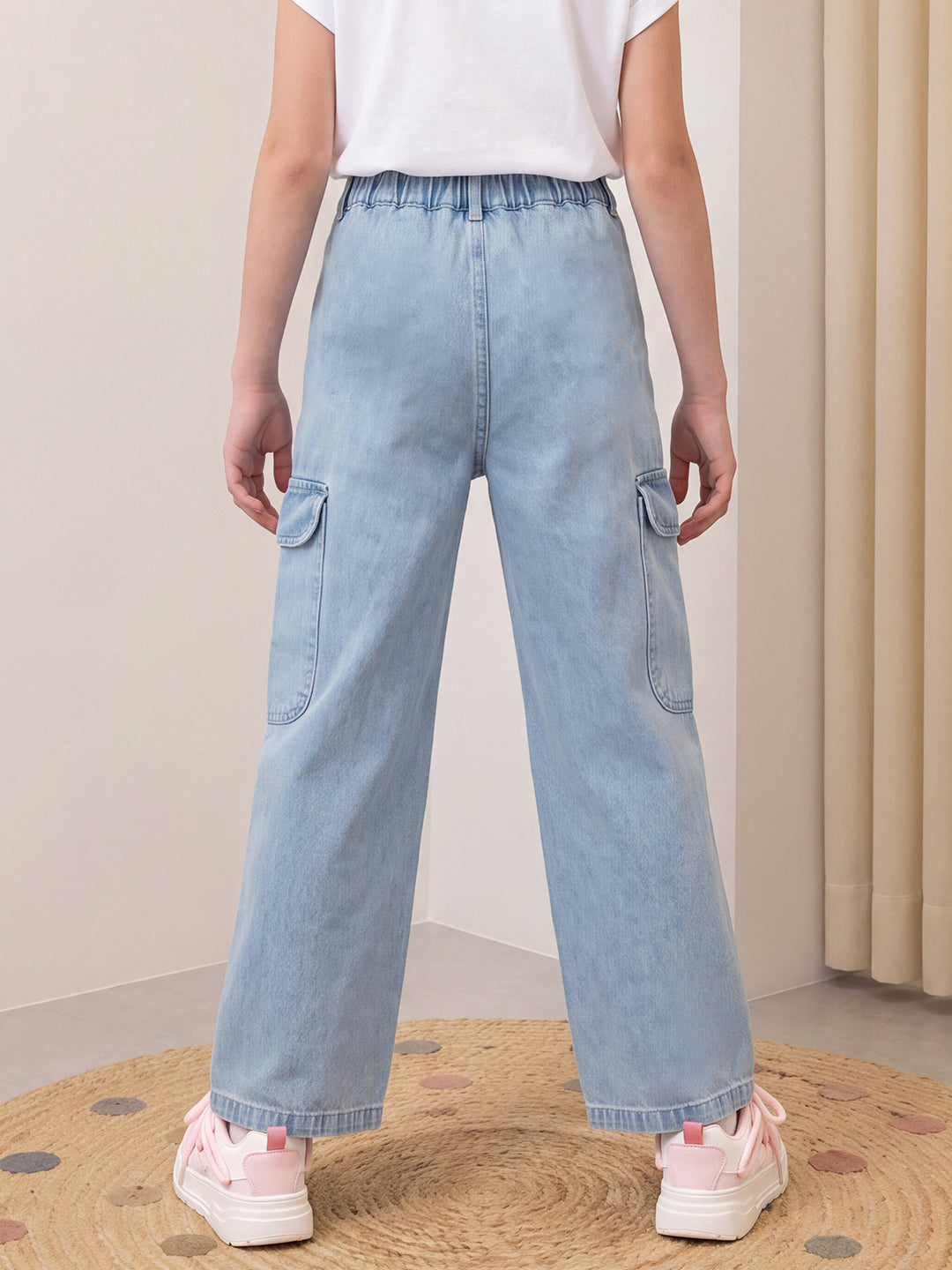 Lil Tomatoes Girls Wide Leg Cargo Denim Jeans