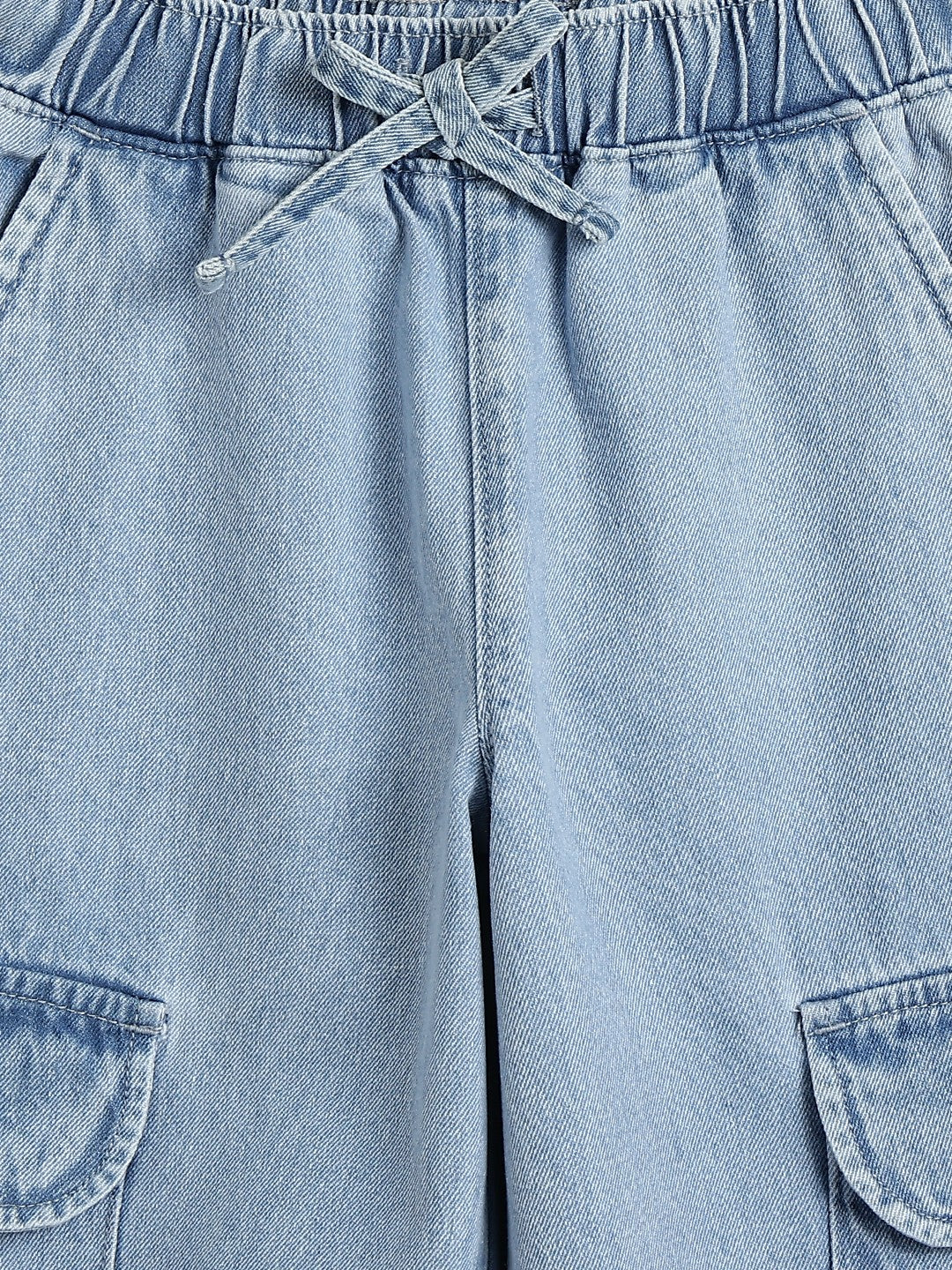 Lil Tomatoes Girls Wide Leg Cargo Denim Jeans