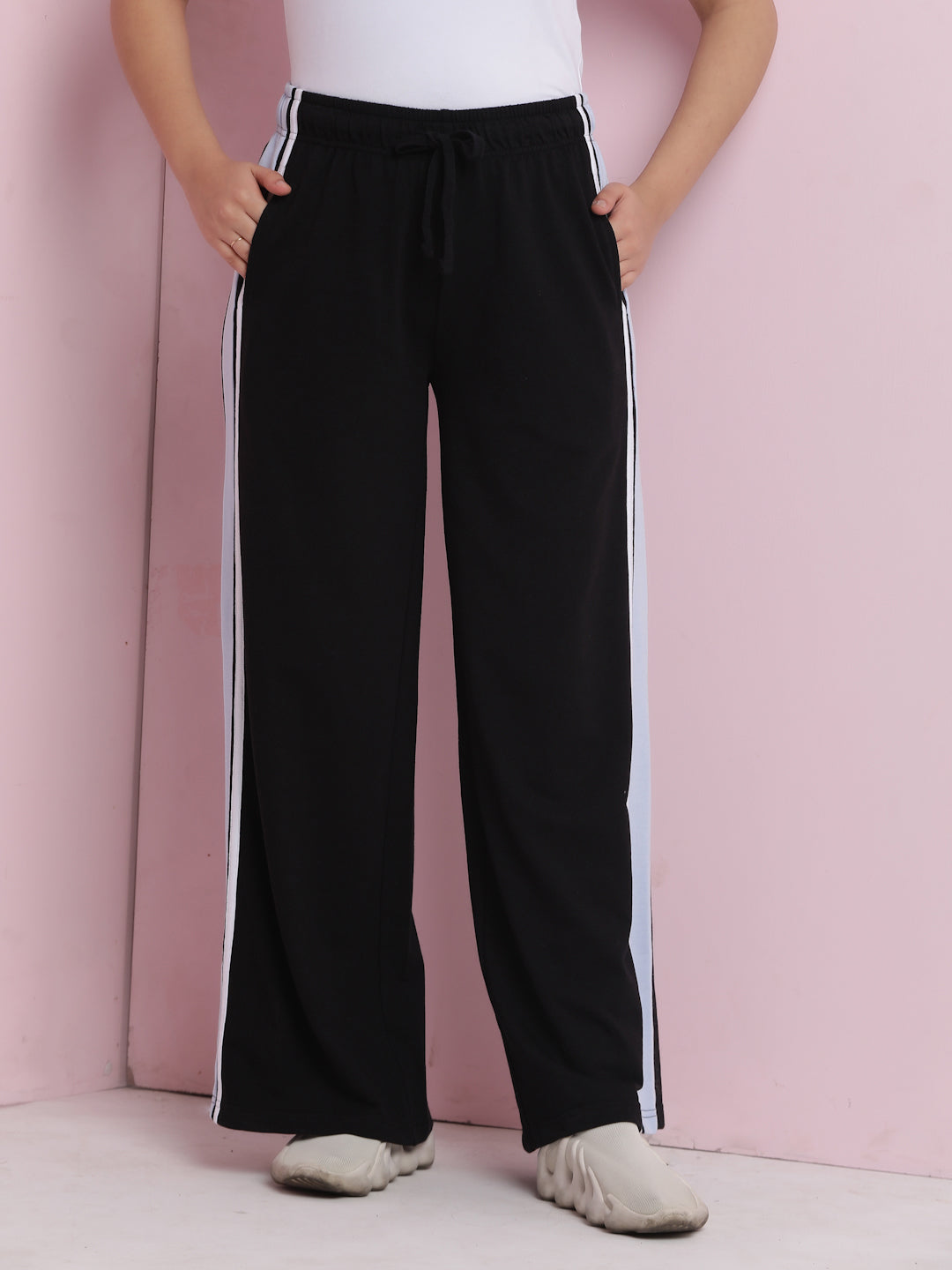 Lil Tomatoes Girls Cotton Looper Trackpant-Black