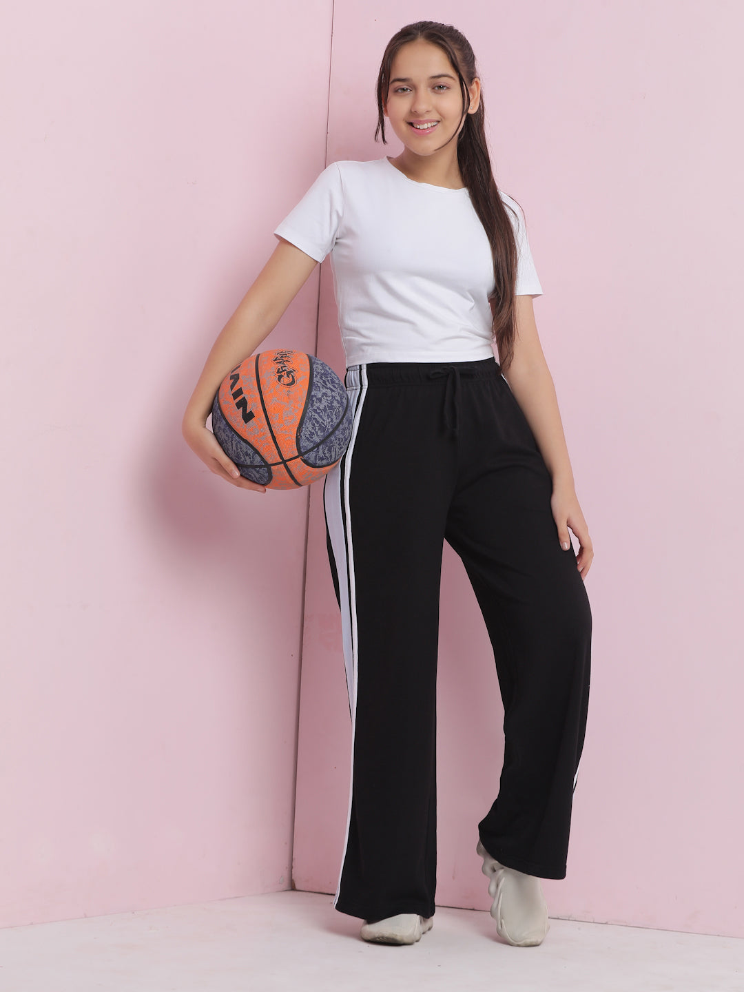 Lil Tomatoes Girls Cotton Looper Trackpant-Black