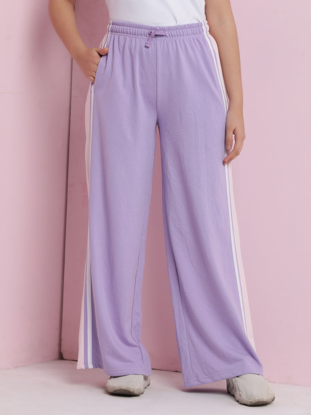 Lil Tomatoes Girls Cotton Looper Trackpant-Purple