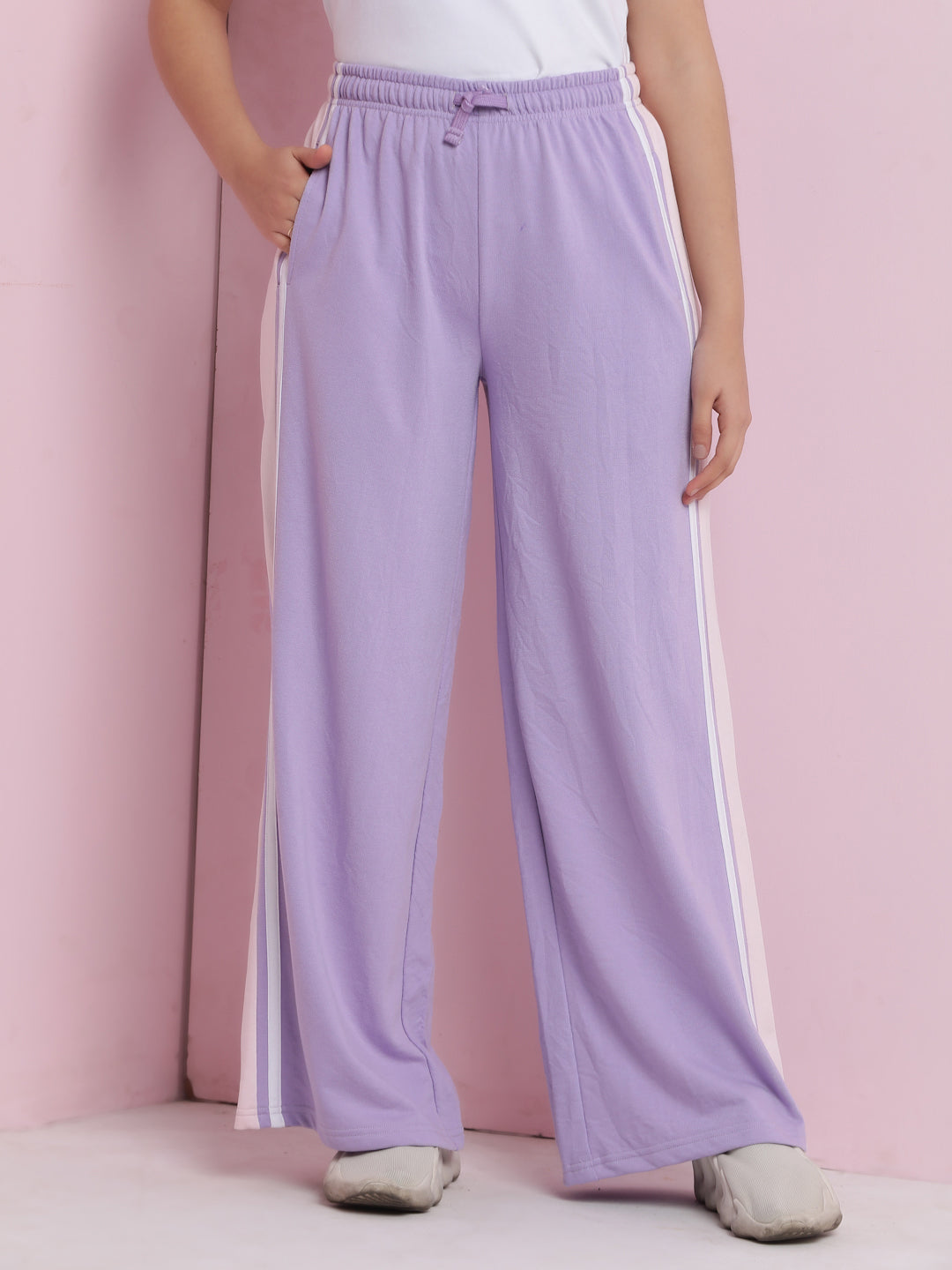 Lil Tomatoes Girls Cotton Looper Trackpant-Purple
