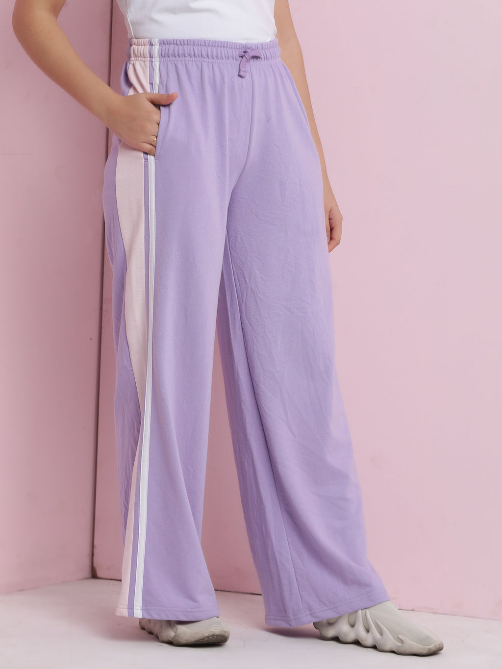 Lil Tomatoes Girls Cotton Looper Trackpant-Purple
