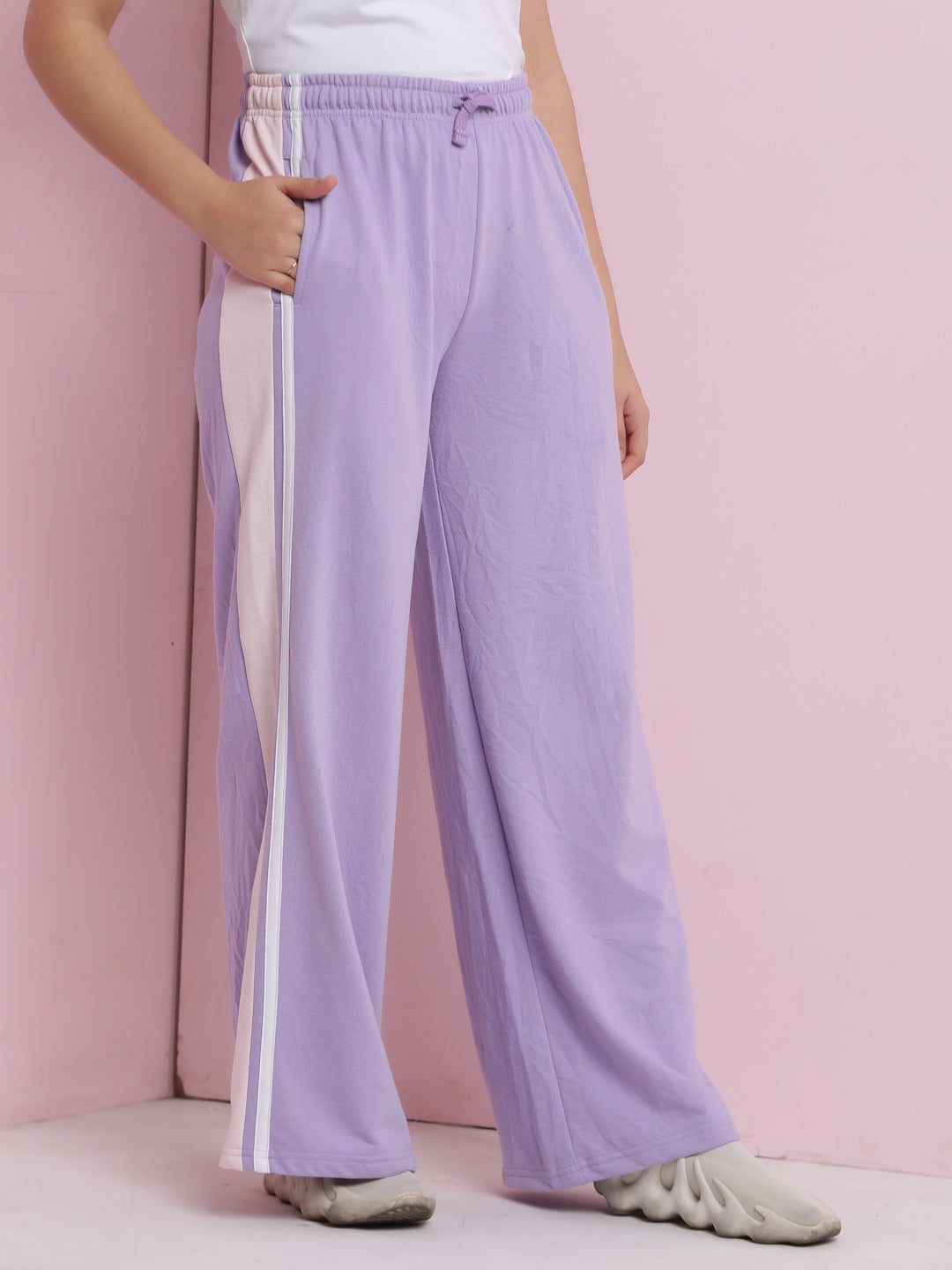 Lil Tomatoes Girls Cotton Looper Trackpant-Purple
