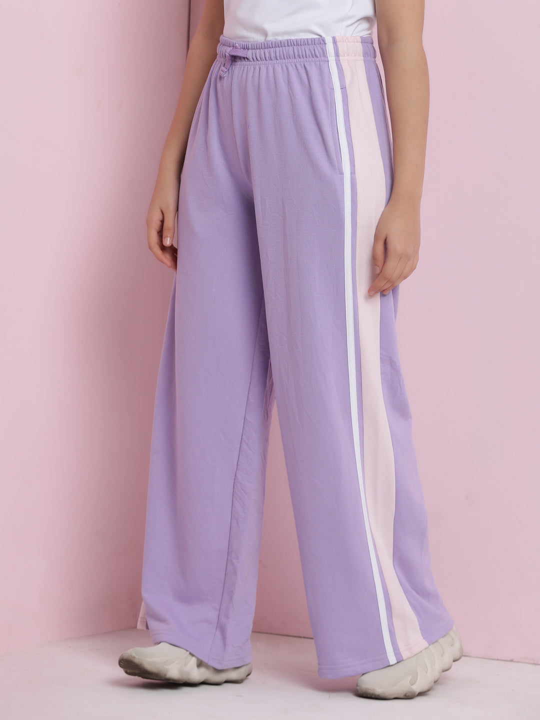 Lil Tomatoes Girls Cotton Looper Trackpant-Purple