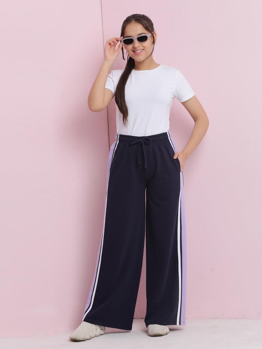 Lil Tomatoes Girls Cotton Looper Trackpant-Navy