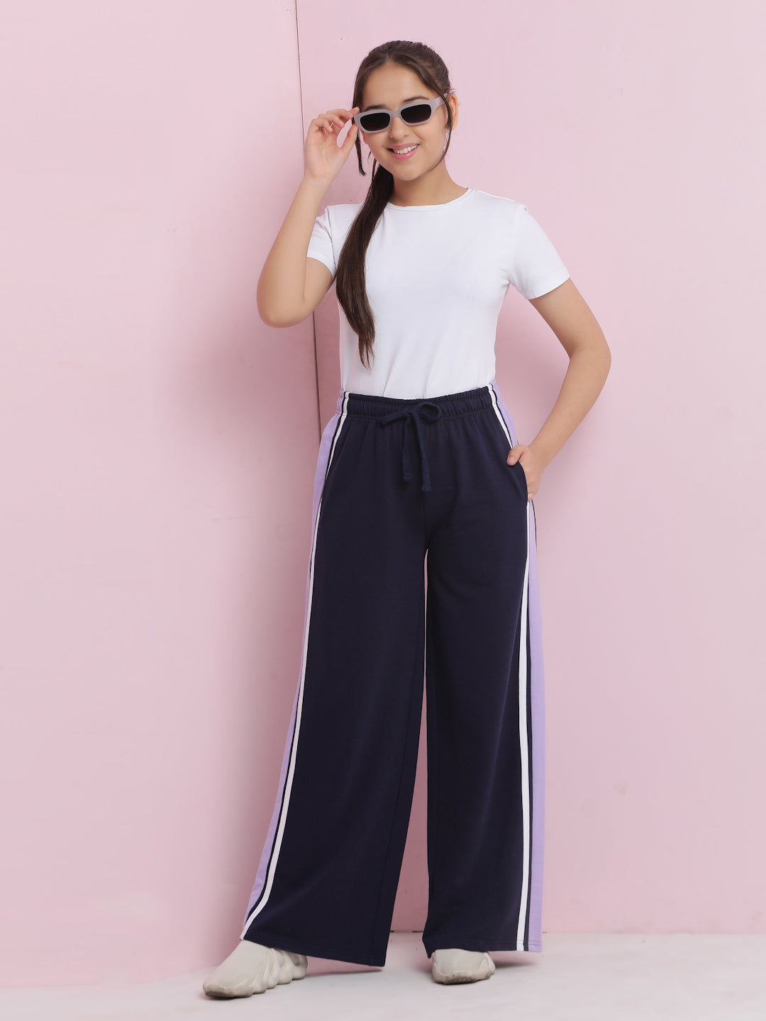 Lil Tomatoes Girls Cotton Looper Trackpant-Navy