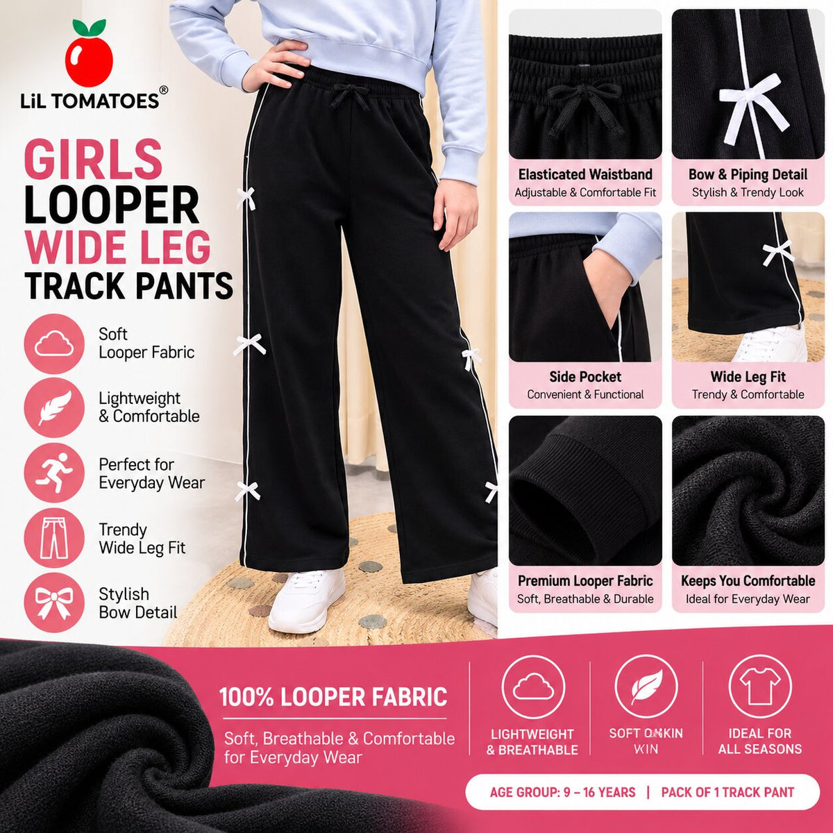 Lil Tomatoes Girls Cotton Looper Trackpant