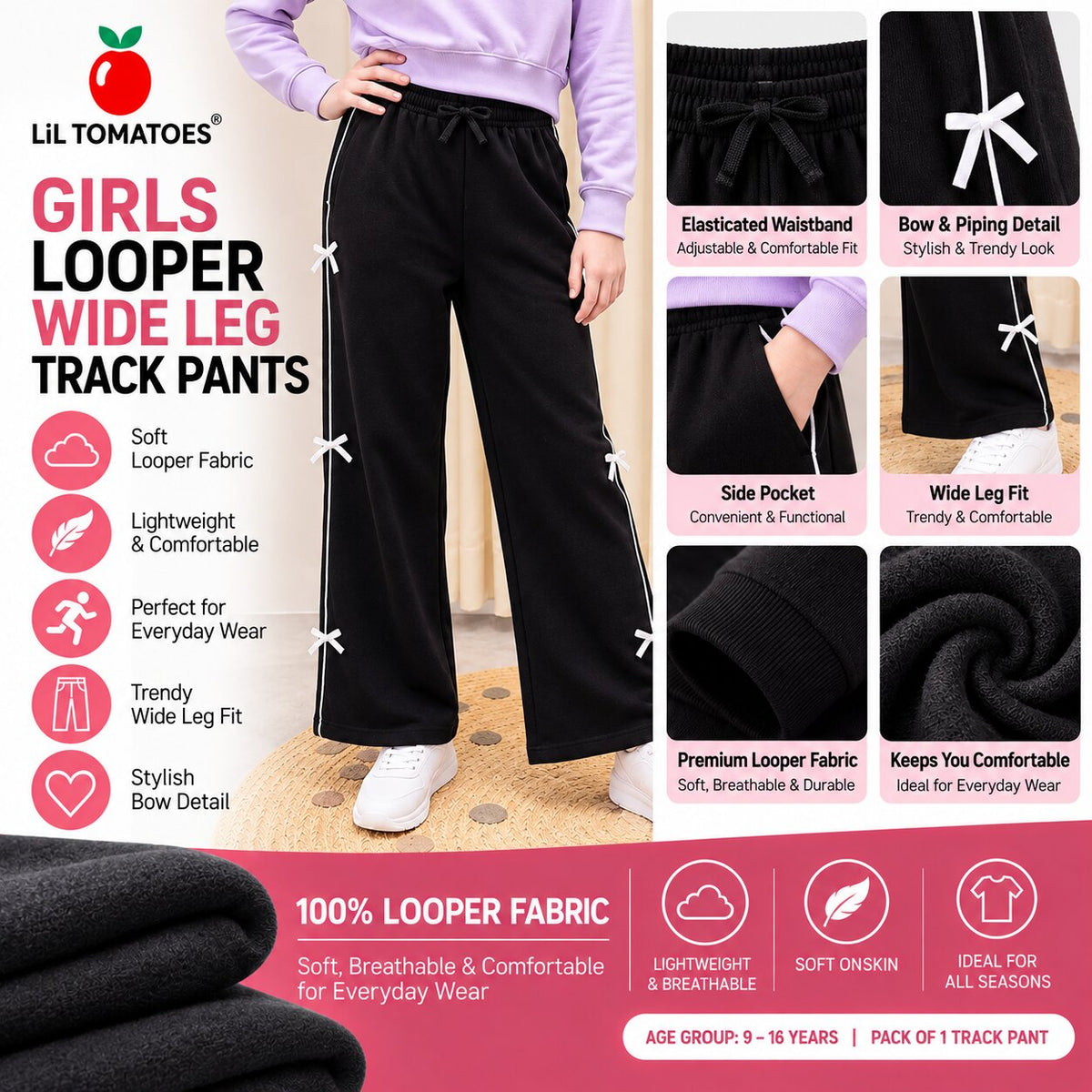 Lil Tomatoes Girls Cotton Looper Trackpant